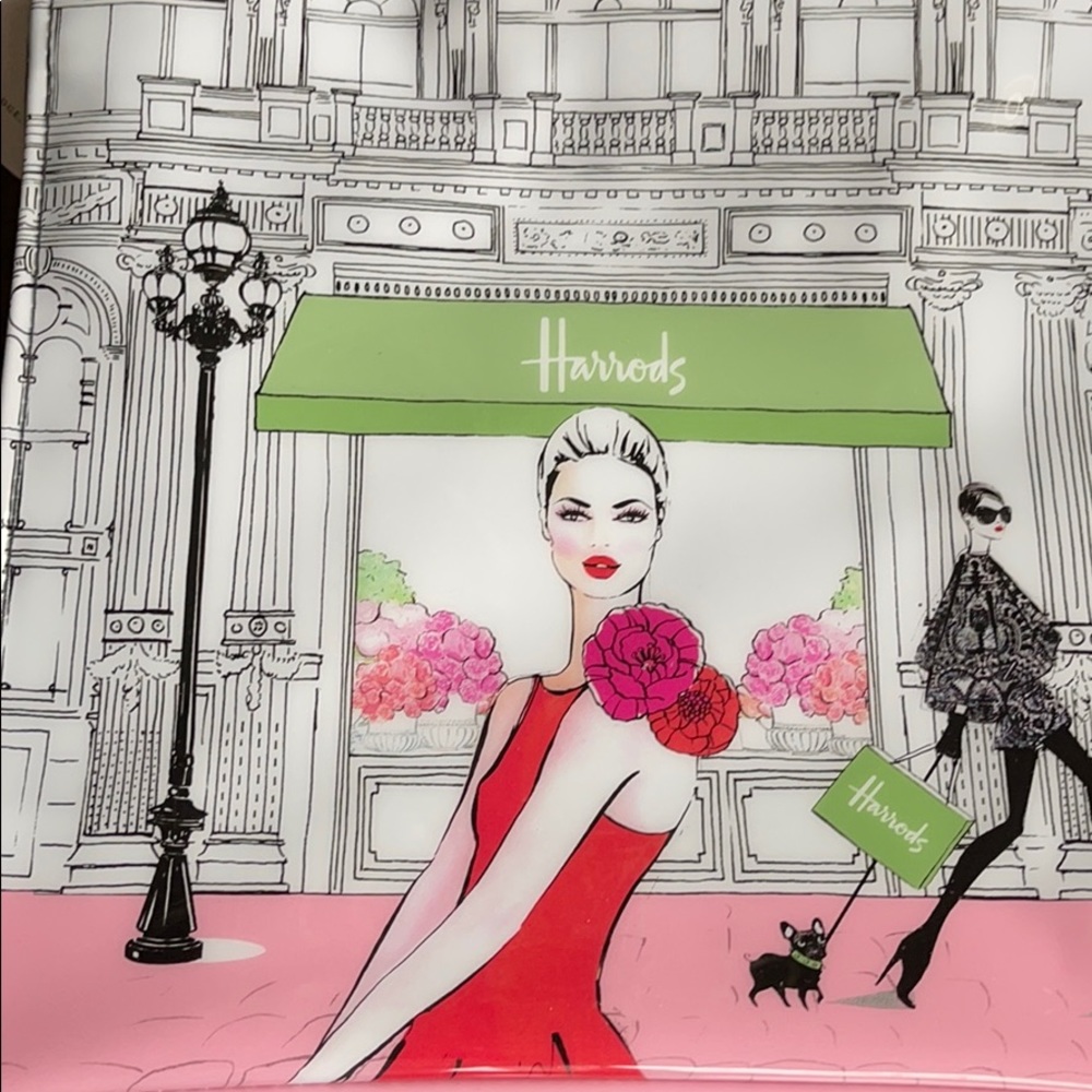 Harrods Black, White, Pink & Green Illustrated Mini Tote - Picture 4 of 8